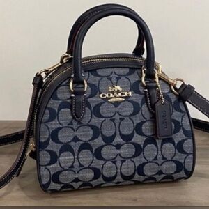 COACH Sydney Satchel Crossbody CH140 Signature Blue Denim Chambray AUTHENTC New!